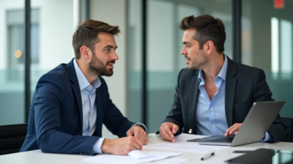 Regulatory compliance officer and tech team member in discussion over audit documentation